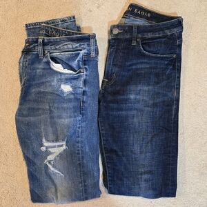 American Eagle Distressed and Classic Blue Jeans